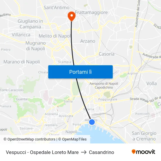Vespucci - Ospedale Loreto Mare to Casandrino map