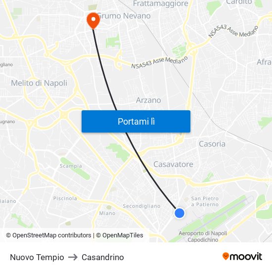 Nuovo Tempio to Casandrino map