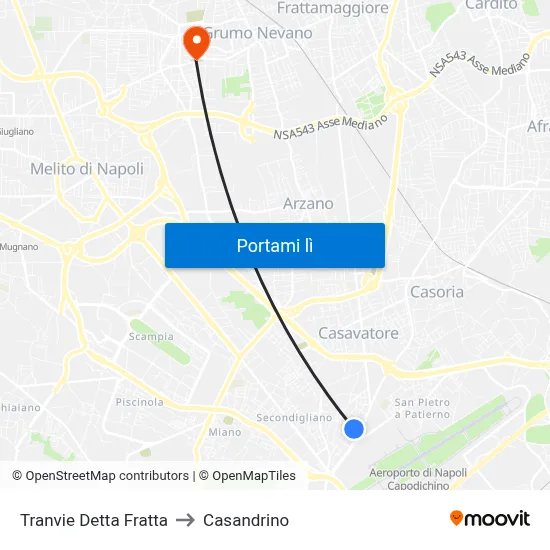 Tranvie Detta Fratta to Casandrino map