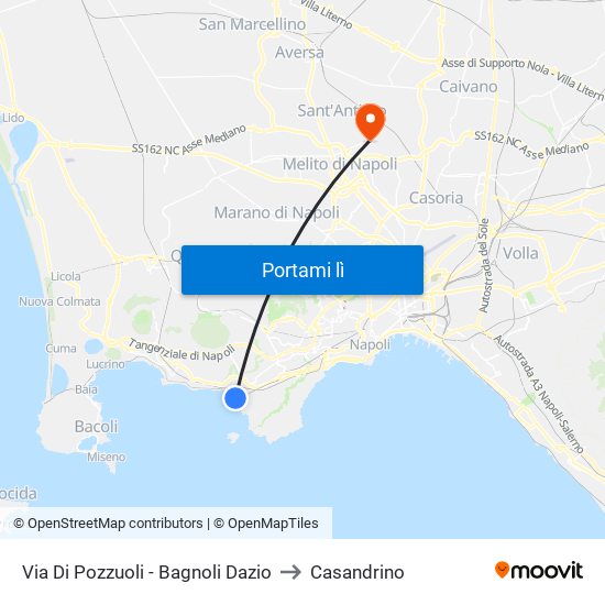 Via Di Pozzuoli - Bagnoli Dazio to Casandrino map