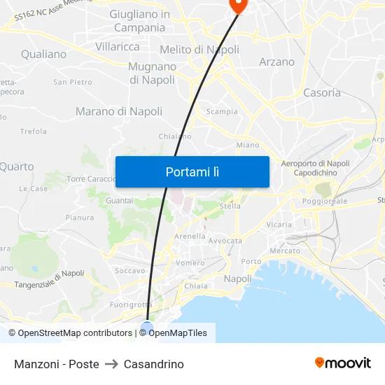 Manzoni - Poste to Casandrino map
