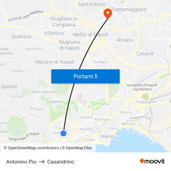 Antonino Pio to Casandrino map