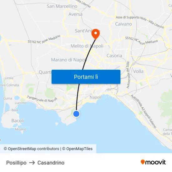 Posillipo to Casandrino map