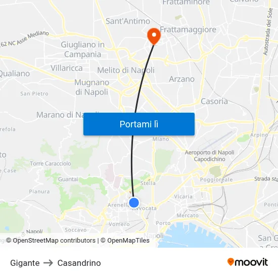 Gigante to Casandrino map