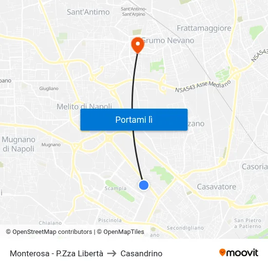 Monterosa - P.Zza Libertà to Casandrino map