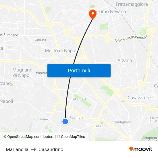 Marianella to Casandrino map