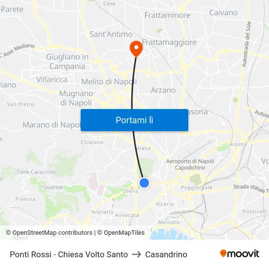 Ponti Rossi - Chiesa Volto Santo to Casandrino map