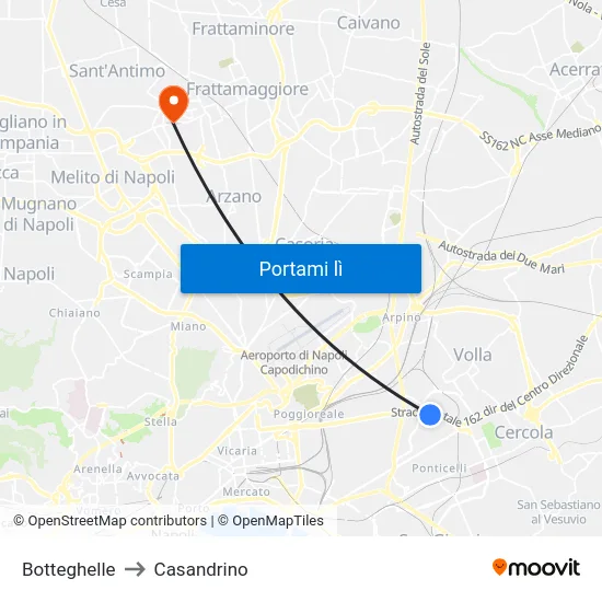 Botteghelle to Casandrino map