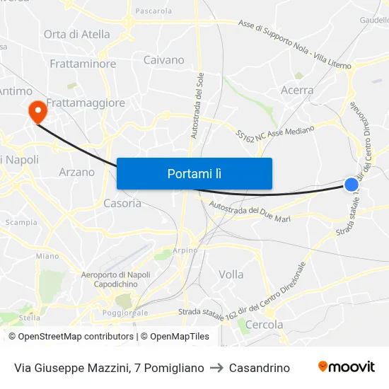 Via Giuseppe Mazzini, 7 Pomigliano to Casandrino map