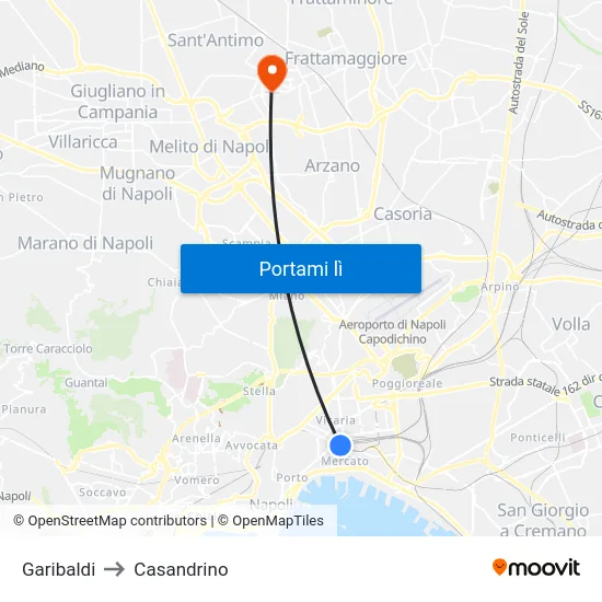 Garibaldi to Casandrino map