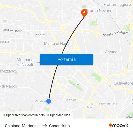 Chiaiano-Marianella to Casandrino map