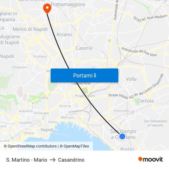 S. Martino - Mario to Casandrino map