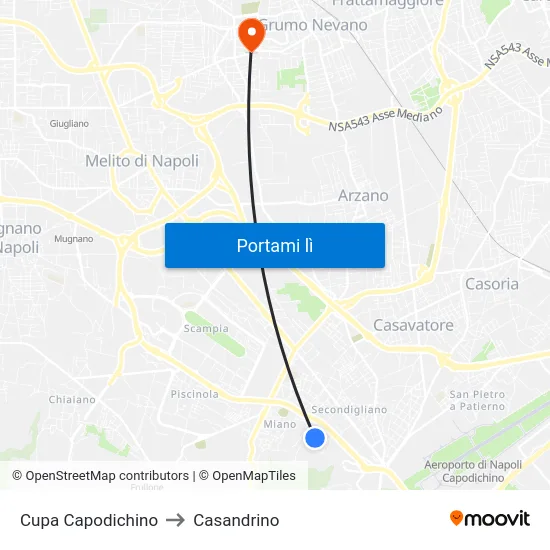 Cupa Capodichino to Casandrino map