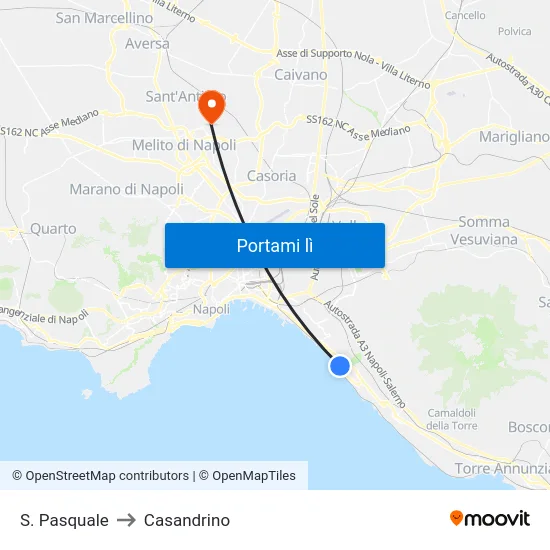 S. Pasquale to Casandrino map