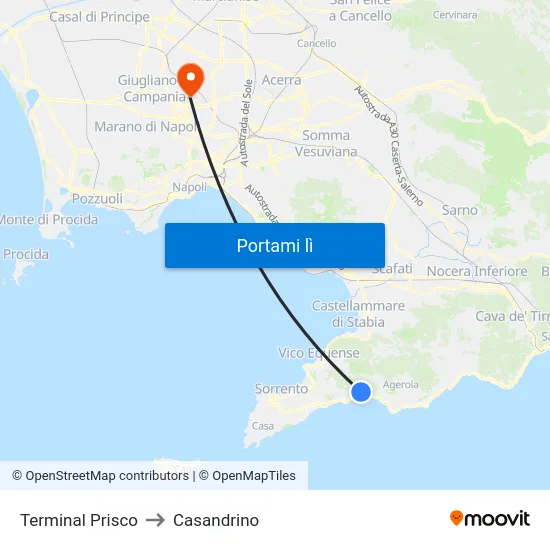 Terminal Prisco to Casandrino map