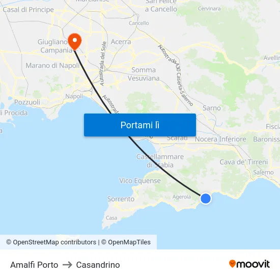 Amalfi Porto to Casandrino map