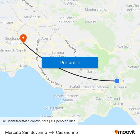Mercato San Severino to Casandrino map