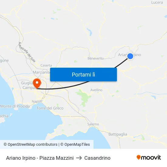 Ariano Irpino - Piazza Mazzini to Casandrino map