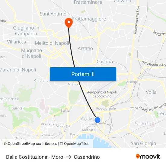 Della Costituzione - Moro to Casandrino map