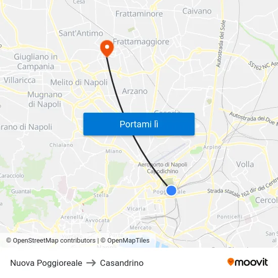 Nuova Poggioreale to Casandrino map