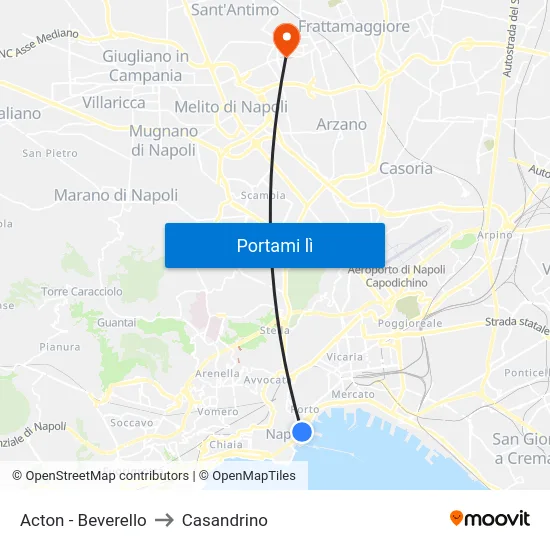 Acton - Beverello to Casandrino map