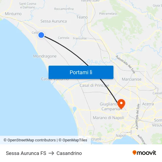 Sessa Aurunca FS to Casandrino map