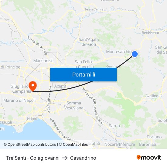 Tre Santi - Colagiovanni to Casandrino map