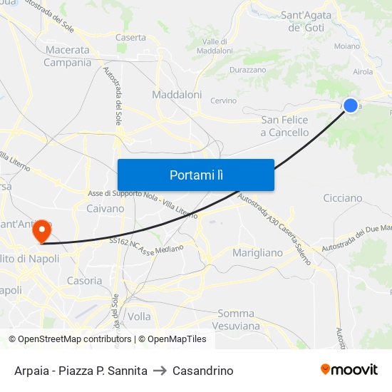 Arpaia - Piazza P. Sannita to Casandrino map