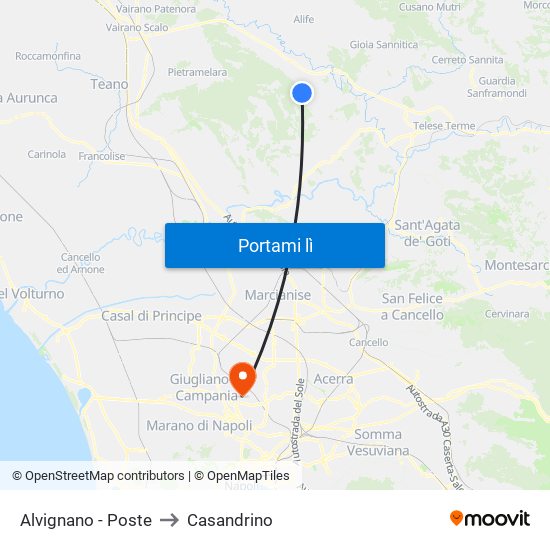 Alvignano - Poste to Casandrino map