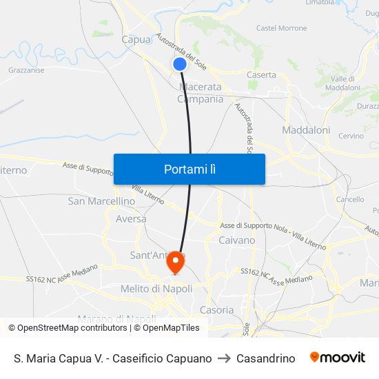S. Maria Capua V. - Caseificio Capuano to Casandrino map