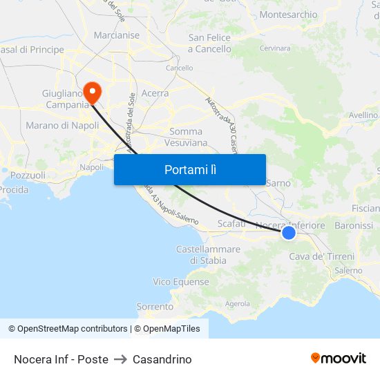 Nocera Inf - Poste to Casandrino map