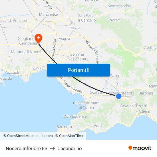 Nocera Inferiore FS to Casandrino map