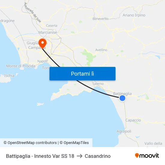Battipaglia - Innesto Var SS 18 to Casandrino map
