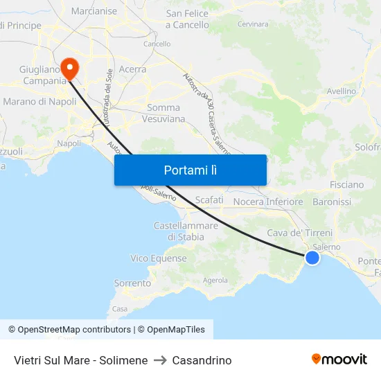Vietri Sul Mare - Solimene to Casandrino map