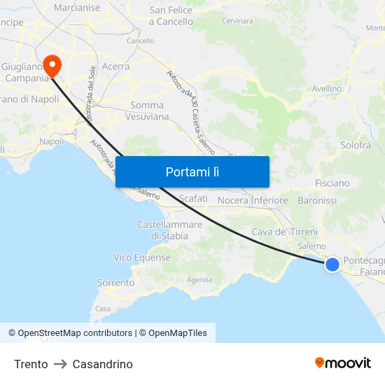 Trento to Casandrino map