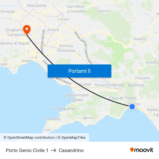 Porto Genio Civile 1 to Casandrino map