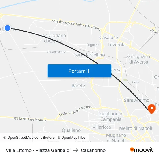 Villa Literno - Piazza Garibaldi to Casandrino map