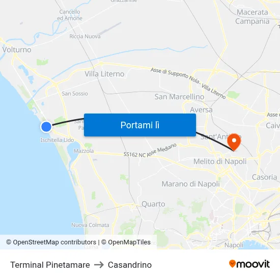 Terminal Pinetamare to Casandrino map