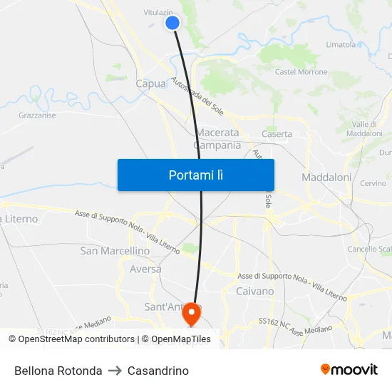 Bellona Rotonda to Casandrino map