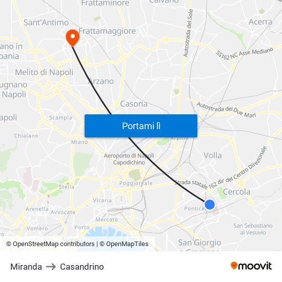 Miranda to Casandrino map