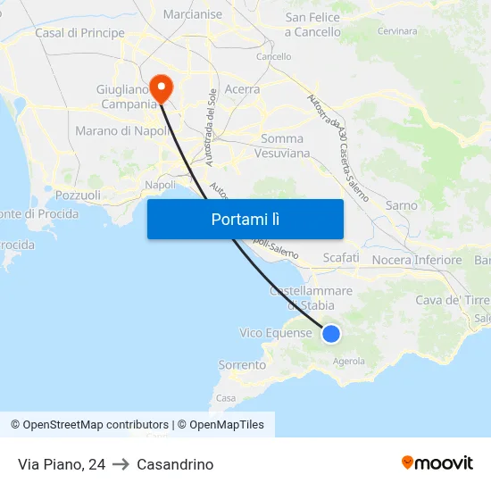 Via Piano, 24 to Casandrino map
