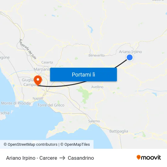 Ariano Irpino - Carcere to Casandrino map