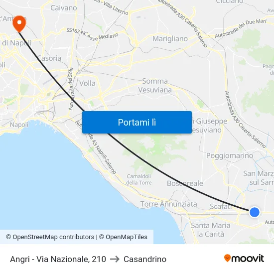 Angri - Via Nazionale, 210 to Casandrino map