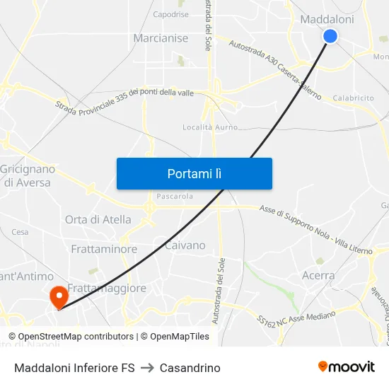 Maddaloni Inferiore FS to Casandrino map