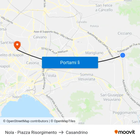 Nola - Piazza Risorgimento to Casandrino map