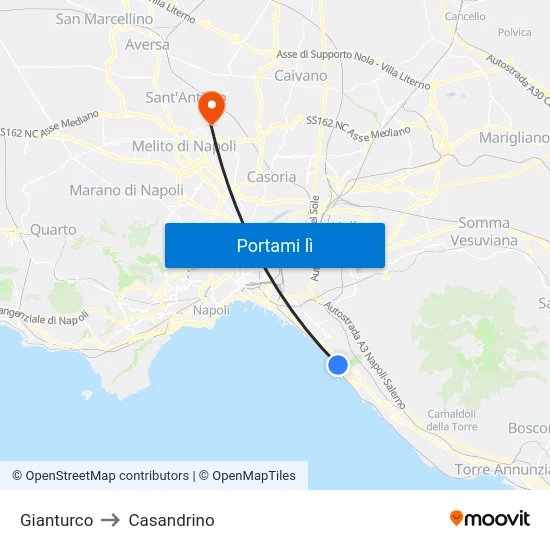 Gianturco to Casandrino map