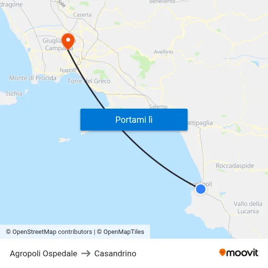 Agropoli Ospedale to Casandrino map