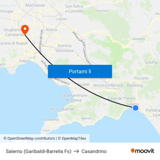 Salerno (Garibaldi-Barrella Fs) to Casandrino map