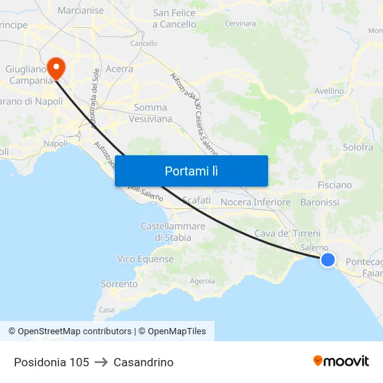 Posidonia 105 to Casandrino map