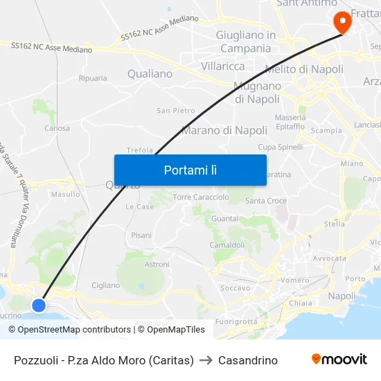 Pozzuoli - P.za Aldo Moro (Caritas) to Casandrino map